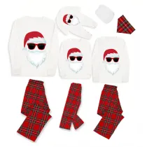 Christmas Matching Family Bearded Santa Claus White Top Pajamas Set
