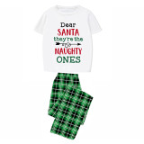 Christmas Matching Family Pajamas Dear Santa They Are Naughty Ones Short Green Plaids Pajamas Set