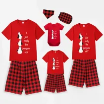 Family Matching Pajamas Exclusive Design I Just Really Like Penguins Ok Red Short Pajamas Set