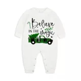 Christmas Matching Family Pajamas Belive In the Magic Truck Black Short Plaids Pants Pajamas Set