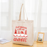 Christmas Eco Friendly Just Hanging with My Gnomies Handle Canvas Tote Bag