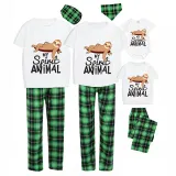 Family Matching Pajamas Exclusive Design My Spirit Animal Green Plaid Pants Pajamas Set
