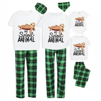 Family Matching Pajamas Exclusive Design My Spirit Animal Green Plaid Pants Pajamas Set