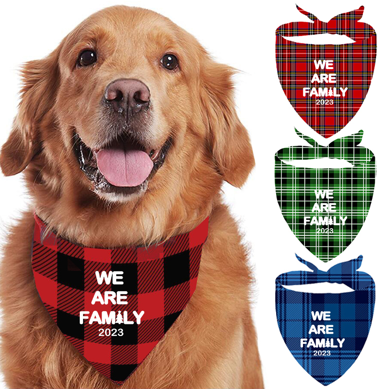 4 Pieces 2023 We are family Christmas Pet Scarf Christmas Dog Bandanas