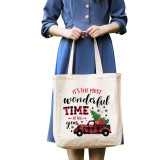 Christmas Eco Friendly It's The Most Wonderful Time of the Year Handle Canvas Tote Bag
