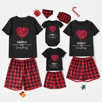 Family Matching Pajamas Exclusive Design Family Over Everthing Tree Black And Red Plaid Pants Pajamas Set