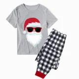 Christmas Matching Family Bearded Santa Claus Short Gray Pajamas Set