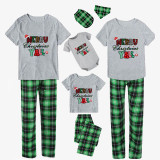 Christmas Matching Family Pajamas Merry Christmas Y'll Green Plaids Pajamas Set