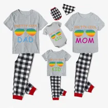 Family Matching Pajamas Exclusive Design Pretty Cool Sunglasses Gray Short Long Pajamas Set