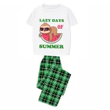 Family Matching Pajamas Exclusive Design Lazy Days Of Summer Green Plaid Pants Pajamas Set