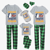 Family Matching Pajamas Exclusive Design Penguins Can't Fly I Can't Fly Therefore I Am A Penguin Green Plaid Pants Pajamas Set