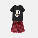 Family Matching Pajamas Exclusive Design King Prince Princess Queen Black And Red Plaid Pants Pajamas Set