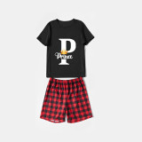 Family Matching Pajamas Exclusive Design King Prince Princess Queen Black And Red Plaid Pants Pajamas Set