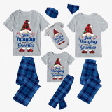 Christmas Matching Family Pajamas Plaids Hat Hanging with My Gnomies Gray Short Pajamas Set