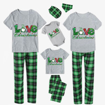 Christmas Matching Family Pajamas Love Gnomies Christmas Green Plaids Pajamas Set
