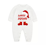Christmas Matching Family Pajamas Red Hat Santa Squad White Top Pajamas Set