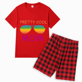 Family Matching Pajamas Exclusive Design Pretty Cool Sunglasses Red Short Pajamas Set