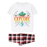 Family Matching Pajamas Exclusive Design Explore White Short Long Pajamas Set