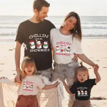 Family Matching Christmas Tops Exclusive Design Chillin with Three Snowimes Family Christmas T-shirt