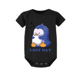 Family Matching Pajamas Exclusive Design Lazy Day Black Pajamas Set