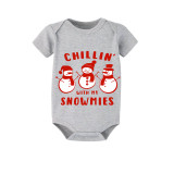 Christmas Matching Family Pajamas Chillin with Snowmies Gray Short Pajamas Set