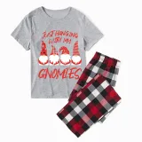Christmas Matching Family Pajamas Hanging with My Gnomies Gray Short Pajamas Set