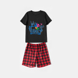 Family Matching Pajamas Exclusive Design Together We Are Family Black And Red Plaid Pants Pajamas Set