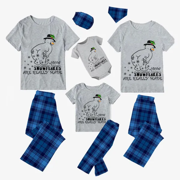 Christmas Matching Family Pajamas Funny Snowman How Snwflake Are Really Made Short Gray Pajamas Set