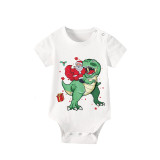 Christmas Matching Family Pajamas Santa and Dinosaurs Short Green Plaids Pajamas Set