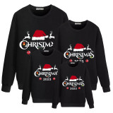 Family Matching Christmas Tops Exclusive Design 2023 Reindeer Christmas Hat Family Christmas Sweatshirt