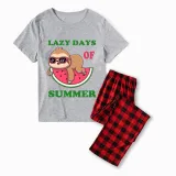 Family Matching Pajamas Exclusive Design Lazy Days Of Summer Gray Short Long Pajamas Set