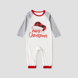 Christmas Matching Family Pajamas Merry Christmas Plaids Hat Whte Top Pajamas Set