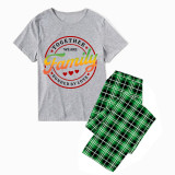 Family Matching Pajamas Exclusive Design Together We Are Family Bonded By Love Green Plaid Pants Pajamas Set