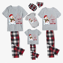 Christmas Matching Family Pajamas Snowman Let It Snow Gray Short Pajamas Set