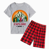 Family Matching Pajamas Exclusive Design Explore More Mountains White Short Pajamas Set