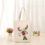 Christmas Eco Friendly Funny Hanging Ornaments Antler Handle Canvas Tote Bag