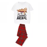 Family Matching Pajamas Exclusive Design My Spirit Animal White Short Long Pajamas Set