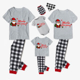 Christmas Matching Family Pajamas Merry Christmas Building Blocks Santa Short Gray Pajamas Set