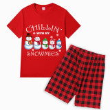 Christmas Matching Family Pajamas Chillin with Five Snowimes Red Short Pajamas Set
