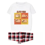 Family Matching Pajamas Exclusive Design Sloth Yoga White Short Long Pajamas Set