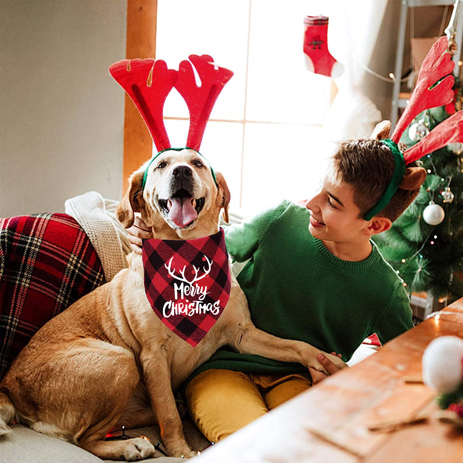 Christmas Design Pet Scarf Deer Antler Dog Cloth