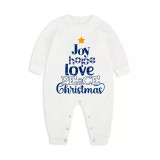 Christmas Matching Family Pajamas Joy Hope Love Peace Christmas White Top Blue Plaids Pajamas Set