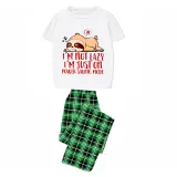 Family Matching Pajamas Exclusive Design I'm Not Lazy I'm Just On Power Saving Mode Green Plaid Pants Pajamas Set