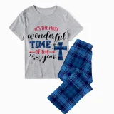Christmas Matching Family Pajamas It's The Most Wonderful Time of The Year Crosses Gray Short Pajamas Set