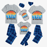 Family Matching Pajamas Exclusive Design Easily Distracted By Penguin Blue Plaid Pants Pajamas Set