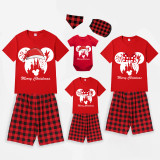 Christmas Matching Family Pajamas Cartoon Mouse With Christmas Hat Red Pajamas Set