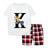 Family Matching Pajamas Exclusive Design King Prince Princess Queen White Short Pajamas Set