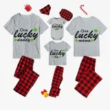 Family Matching Pajamas Exclusive Design One Lucky Gray Short Long Pajamas Set