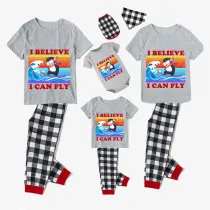 Family Matching Pajamas Exclusive Design I Believe I Can Fly Gray Short Long Pajamas Set