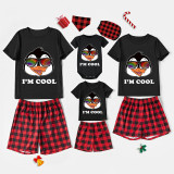 Family Matching Pajamas Exclusive Design I'm Cool Black And Red Plaid Pants Pajamas Set